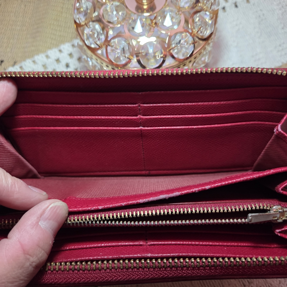 Coach Brown and Red Women's Wallet - Picture 7 of 9